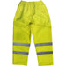 LARGE Yellow Hi-Vis Waterproof Trousers - Elasticated Waist Adjustable Ankles Loops