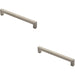 2x Square Section Bar Pull Handle 239 x 15mm 224mm Fixing Centres Satin Nickel Loops