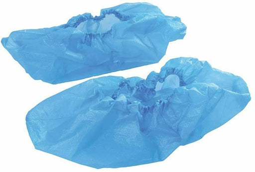 100 PACK Disposable CPE Shoe Covers - Elasticated Hem - One Size Fits All Loops