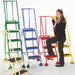 3 Tread Mobile Warehouse Steps BLACK 1.43m Portable Safety Ladder & Wheels Loops
