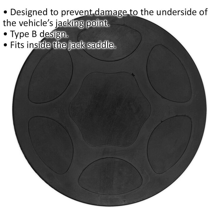 Safety Rubber Jack Pad - Type B Design - 136.5mm Circle - Fits Over Jack Saddle Loops