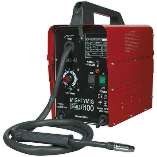 100A Compact No-Gas MIG Welder - 1.8m Earth Cable - Non-Live Torch - 230V Supply Loops