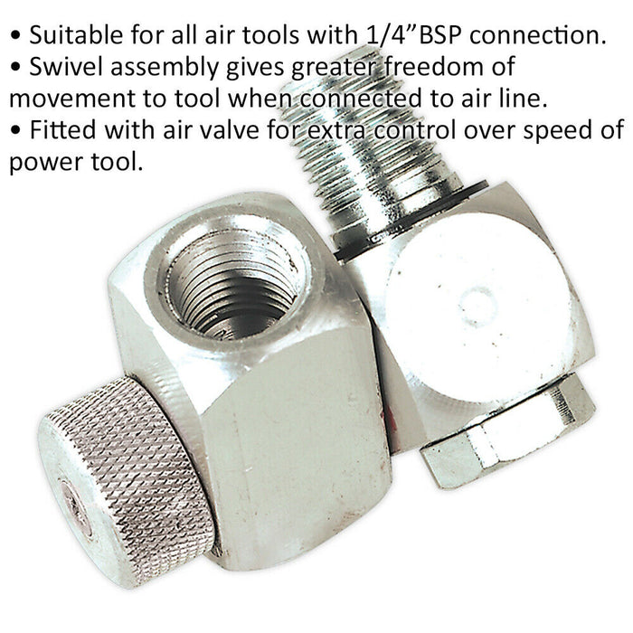Z-Swivel Air Hose Connector with Regulator - 1/4" BSP Connection - Air Valve Loops