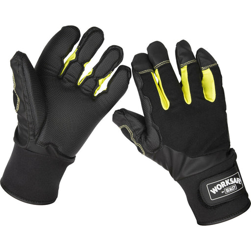 PAIR XL  Anti-Vibration Gloves - Breathable Fabric - Power Tool Impact Gloves Loops