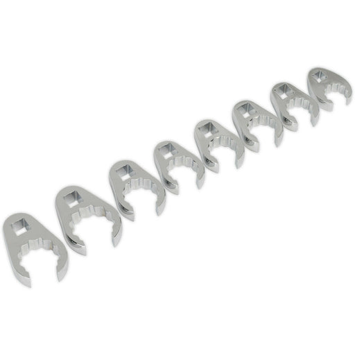 8 PACK Crows Foot Spanner Set - 1/2" Square Drive Metric Ratchet Handle Adapter Loops