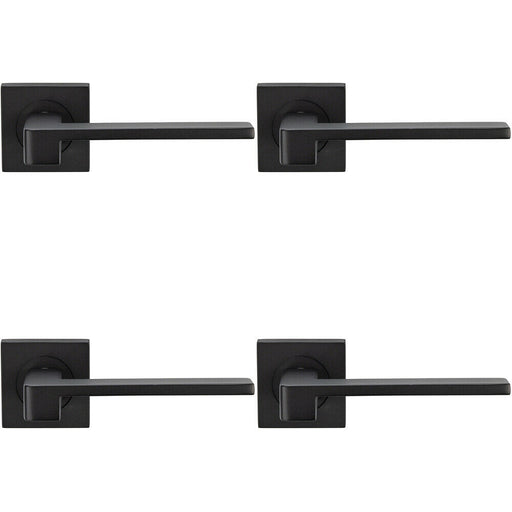 4x PAIR Flat Squared Bar Handle on Square Rose Concealed Fix Matt Black Loops