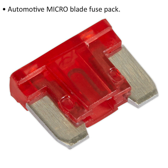 50 PACK 10A Automotive Micro Blade Fuse Pack - 2 Prong Vehicle Circuit Fuses Loops