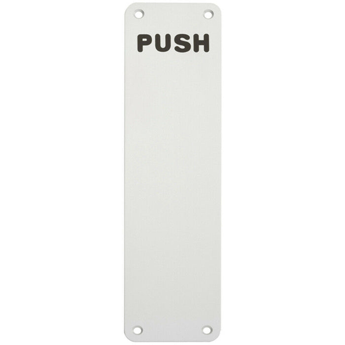 2x Push Engraved Door Finger Plate 300 x 75mm Satin Anodised Aluminium Loops