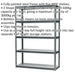 Warehouse Racking Unit with 5 MDF Shelves - 600kg Per Shelf - Steel Frame Loops