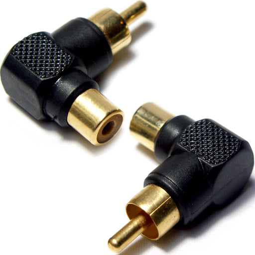 RCA Male to Female Right Angled 90 Degree Adapters PHONO Audio Plug Socket Loops