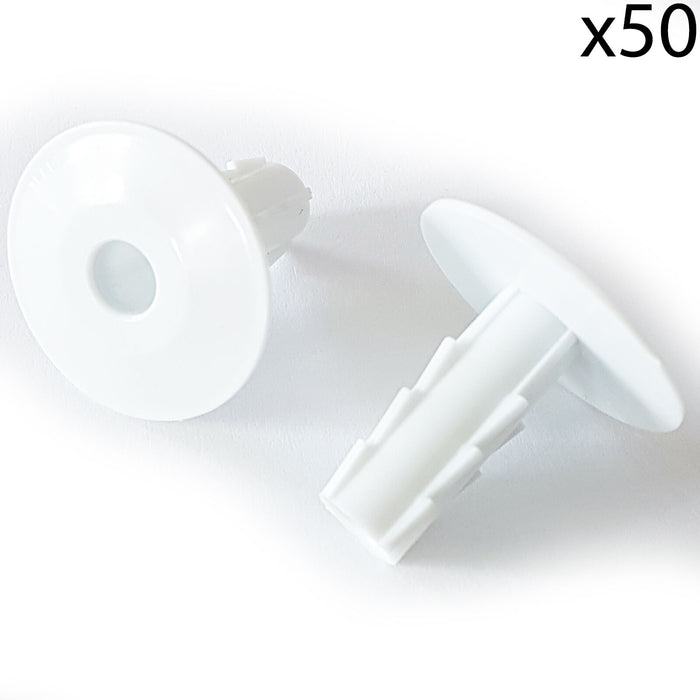 50x 8mm White Single Cable Bushes Feed Through Wall Cover Coaxial Hole Tidy Cap Loops