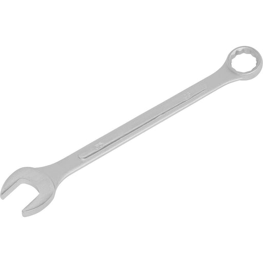 35mm Large Combination Spanner - Drop Forged Steel - Chrome Plated Polished Jaws Loops