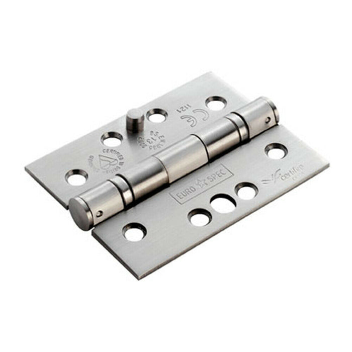 2x PAIR 102 x 76 x 3mm 13 Ball Bearing SECURITY Hinge Satin Stainless Steel Loops