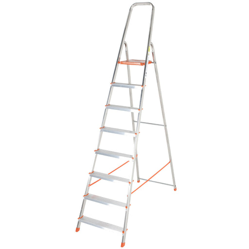 1.7m Lightweight Aluminium Platform Step Ladders 8 Tread Anti Slip DIY Steps Loops