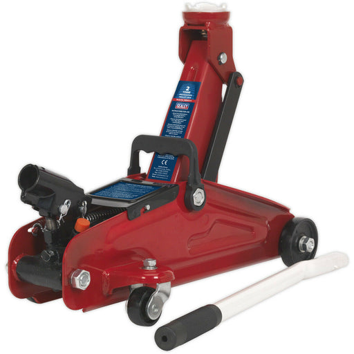 Short Chassis Trolley Jack - 2 Tonne Capacity - 322mm Max Height - Mobile Jack Loops