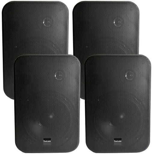 4x 6.5" 200W Moisture Resistant Stereo Loud Speakers 8Ohm Black Wall Mounted