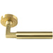 PAIR Straight Round Bar Handle on Round Rose Concealed Fix Satin Brass Loops