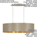Pendant Ceiling Light Colour Satin Nickel Shade Taupe Gold Fabric Bulb E27 2x60W Loops