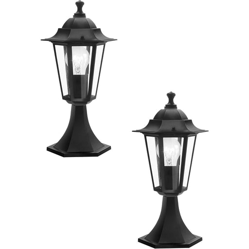 2 PACK IP44 Outdoor Pedestal Light Black Aluminium 1x 60W E27 Porch Lamp Loops