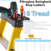 1.7m FIBREGLASS Swingback Step Ladders 10 Tread Professional Lightweight Steps Loops