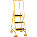 3 Tread Mobile Warehouse Steps YELLOW 1.43m Portable Safety Ladder & Wheels Loops