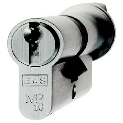 64mm Euro Cylinder & Thumbturn Lock Keyed to Differ 10 Pin Satin Chrome Loops