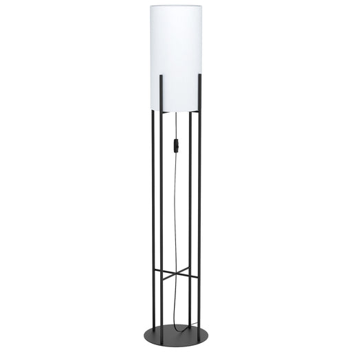 Standing Floor Lamp Light Black & White Fabric 1 x 60W E27 Bulb Living Room Loops