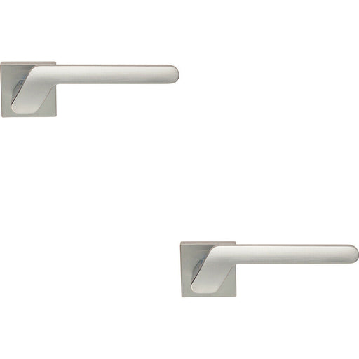 2x PAIR Modern Angled Handle on Square Rose Concealed Fix Satin Chrome Loops