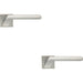 2x PAIR Modern Angled Handle on Square Rose Concealed Fix Satin Chrome Loops