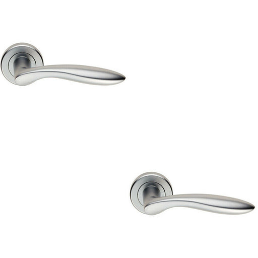 2x PAIR Smooth Ergonomic Handle on Round Rose Concealed Fix Satin Chrome Loops
