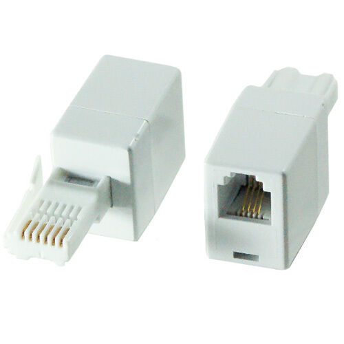 BT Plug to RJ11 Female Socket Crossover Cross Adapter Fax Modem Router Phone Loops