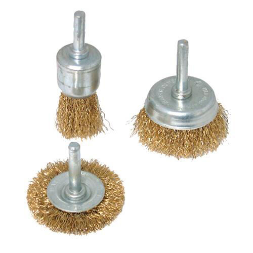 3 Piece Wire Wheel & Cup Brush Set 6mm Shank Cup & End Brushes Wheel Drill Loops