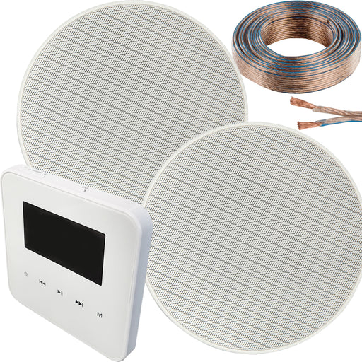 100W WiFi & Bluetooth Wall Mounted Amplifier & 2x 70W Slim Ceiling Speaker Kit