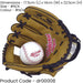 Junior Left Handed Baseball Glove & Ball Set - Tanned Vinyl Leather Double Cross