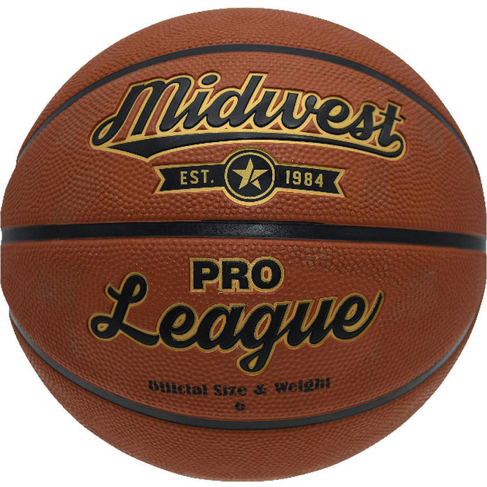 Size 7 Pro League Basketball Ball - Rubber High Grip Cover Deep Channel 8 Panel