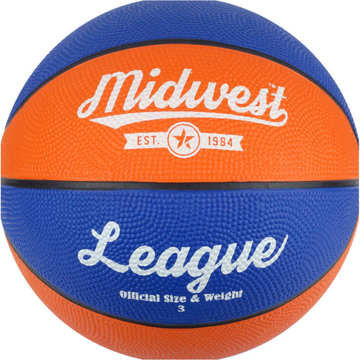 Size 3 Blue & Orange League Basketball Ball - High Grip Rubber Durable Outdoor