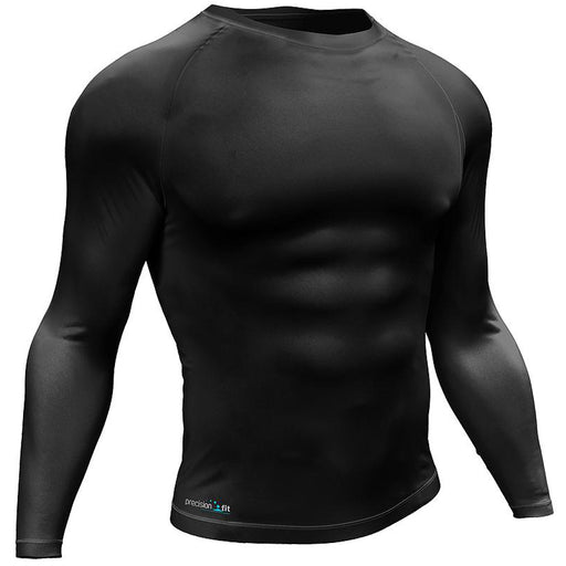 L - BLACK Junior Long Sleeve Baselayer Compression Shirt - Unisex Training Top