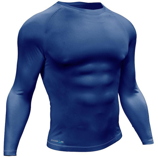 M - NAVY Adult Long Sleeve Baselayer Compression Shirt - Unisex Training Gym Top