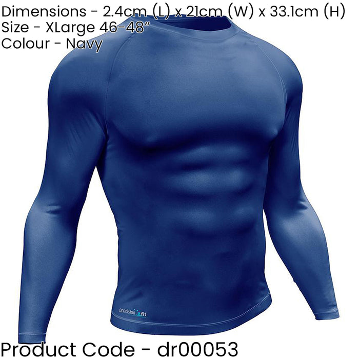XL - NAVY Adult Long Sleeve Baselayer Compression Shirt Unisex Training Gym Top