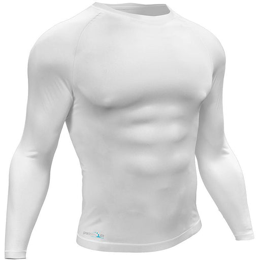 M - WHITE Adult Long Sleeve Baselayer Compression Shirt Unisex Training Gym Top