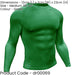 M - GREEN Adult Long Sleeve Baselayer Compression Shirt Unisex Training Gym Top