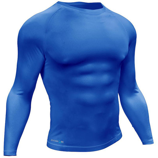 S - BLUE Adult Long Sleeve Baselayer Compression Shirt - Unisex Training Gym Top