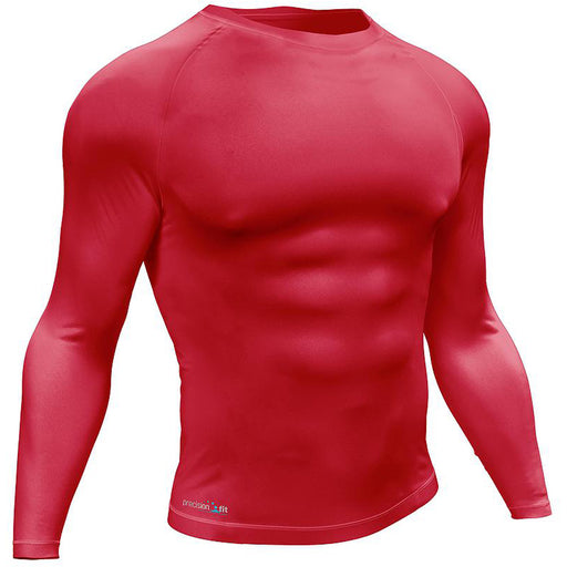 M - RED Junior Long Sleeve Baselayer Compression Shirt - Unisex Training Top