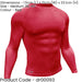M - RED Adult Long Sleeve Baselayer Compression Shirt - Unisex Training Gym Top