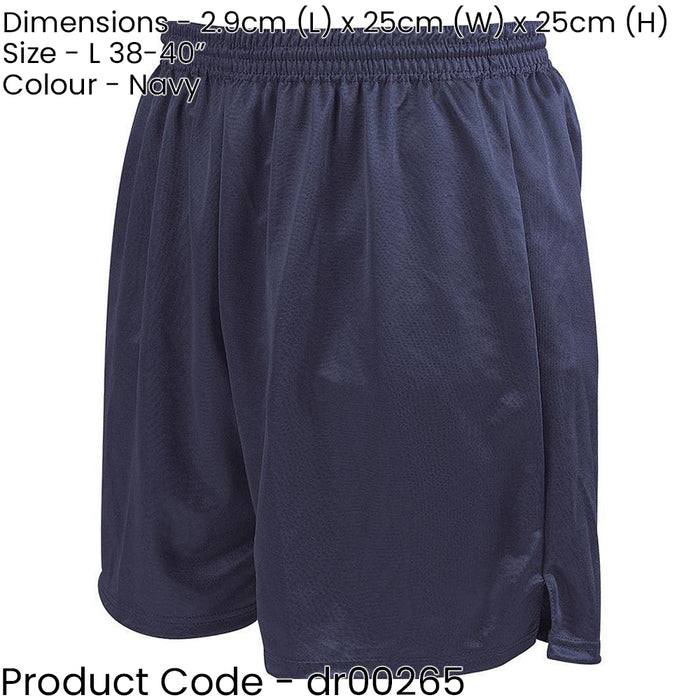 L - NAVY Adult Soft Touch Elasticated Training Shorts Bottoms - Football Gym