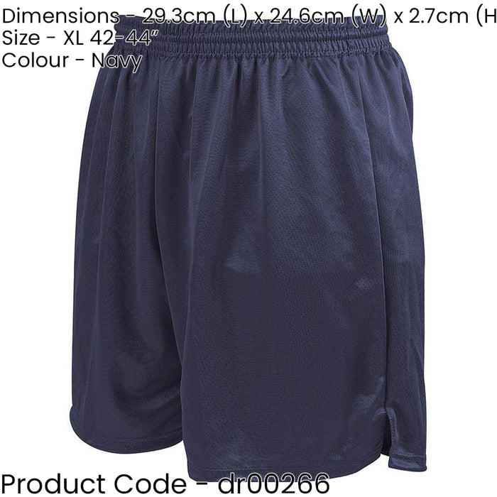 XL - NAVY Adult Soft Touch Elasticated Training Shorts Bottoms - Football Gym
