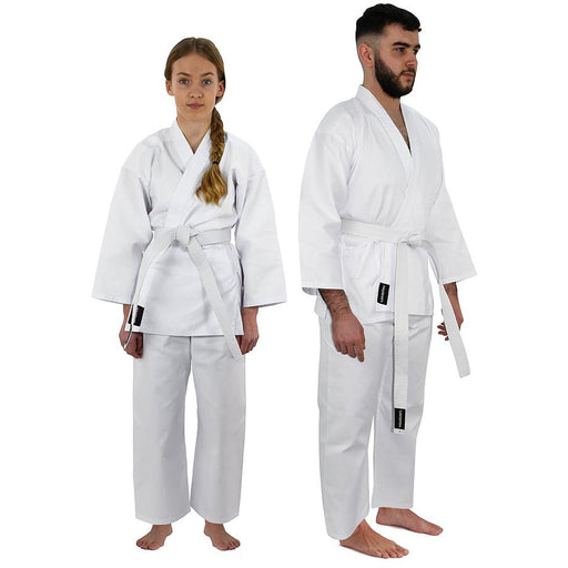 White Junior Karate Gi Suit - 140cm 7-8 Years - Wrap Around Full Set & Belt