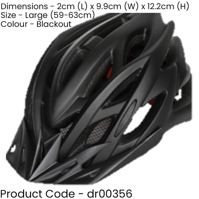 BLACK Adult PC Bicycle Helmet & Visor - Large 59-63cm Cycling Head Protection 