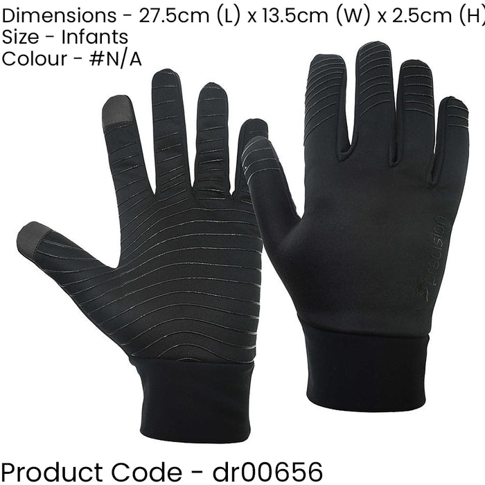 INFANT Fleece Lined Football Training Gloves - Black Elasticated Warm Hands