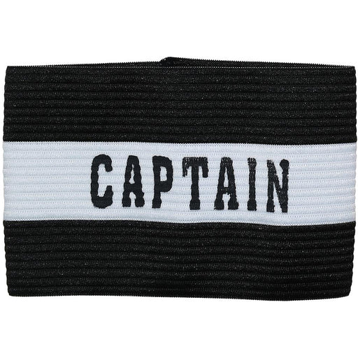 Junior Captains Armband - BLACK - Football Rugby Sports Arm Bands - White Strap